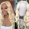QD-Tizer 613 Blonde Body Wave Lace Front Wig Natural Long Wavy Hair Ombre Blonde Wig Heat Resistant Synthetic Lace Front Wigs for Fashion Women