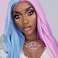 Purple Blue Lace Front Wig Long Straight Light Pink Blue Hair Half Wigs Pre Plucked Natural Hairline Glueless Heat Resistant Synthetic Lace front Wigs for Women Cosplay Daily Party Wig 24 Inch