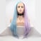 Purple Blue Lace Front Wig Long Straight Light Pink Blue Hair Half Wigs Pre Plucked Natural Hairline Glueless Heat Resistant Synthetic Lace front Wigs for Women Cosplay Daily Party Wig 24 Inch