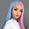Purple Blue Lace Front Wig Long Straight Light Pink Blue Hair Half Wigs Pre Plucked Natural Hairline Glueless Heat Resistant Synthetic Lace front Wigs for Women Cosplay Daily Party Wig 24 Inch