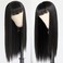 QD-Tizer Black Color Synthetic Hair Wigs with Full Bangs Long Straight Wig Natural Soft Hair Heat Resistant Synthetic No Lace Wigs for Women 24 inch