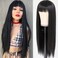 QD-Tizer Black Color Synthetic Hair Wigs with Full Bangs Long Straight Wig Natural Soft Hair Heat Resistant Synthetic No Lace Wigs for Women 24 inch
