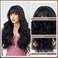 Kikone Black Wavy Wig for Women 26 Inch Long Body Wavy Wig with Bangs Women's Wigs Long Hair Synthetic Heat Resistant Fiber Wavy Wig for Women Party Daily Cosplay Use