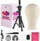 23 Inch Wig Head,Wig Stand Tripod with Head,Canvas Wig Head Stand with Mannequin Head for Wigs,Manikin Head Block Set for Wigs Making Display with Wig caps,T Pins Set,Bristle Brush
