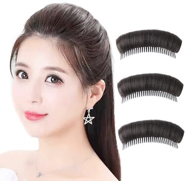 3Pcs False Hair Clip Bump It Up Volume Hair Base Women Fluffy Hair Pad Styling Insert Tool for DIY Hair Styles (Dark Brown)