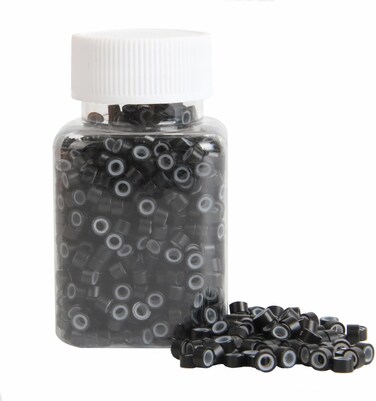 1000Pcs MicroLink Beads for Hair Extensions, Micro Link Rings 5mm Silicone Lined Beads for I Tip Hair Extension Tool (Black)