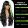 meiliprotea Half Black Half Green Wig with Bangs Long Wavy Costume Wig 26 Inches Green Highlight Curly Wavy Synthetic Wigs for Women Halloween Cosplay Party Show (Black and Green)