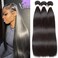 Wingirl 10A Human Hair Bundles 100% Unprocessed Brazilian Virgin Weave Bundles Straight Hair Extensions Natural Color Double Weft No Split Softness Bundles Full And Thick (14/16/18Inch, 3 Bundles)