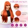 forfeels Long Orange Wig For Women 28 Inches Long Orange Ginger Synthetic Wigs Natural Looking Orange Synthetic Hair Wigs Straight Synthetic Wig With Bangs