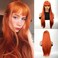 forfeels Long Orange Wig For Women 28 Inches Long Orange Ginger Synthetic Wigs Natural Looking Orange Synthetic Hair Wigs Straight Synthetic Wig With Bangs
