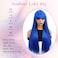 Long Blue Wig Straight Synthetic Wigs For Women 28 Inch Synthetic Wig With Bangs Natural Looking Synthetic Hair Heat Resistant Fiber Wigs for Daily Party Use