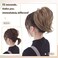 BARSDAR Straight Hair Bun Extensions - Synthetic Fully Short Straight Ponytail Hair Bun Extensions for Women - Elastic Messy Hair Bun Hairpieces Scrunchies Daily - Mixed Chestnut Brown