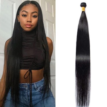 Human Hair Bundles Straight Bundles Human Hair 1 Bundles 12 Inch 100% Unprocessed Brazilia Virgin Hair Straight Bundles Double Weft Weave Human Bundles Hair Natural Black