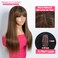 Rebecca Fashion 20 Inch Ombre Blonde Brown Straight Wig with Bangs Human Hair Silky Straight Bang Wig Glueless Minimalist 2.75x1 Lace Scalp Wig for Women Glueless Wear and Go Wigs Brazilian Remy Hair