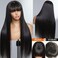 Straight Human Hair Wigs with Bangs 180% Density 2x4 Lace Front Wigs with Bangs Closure Wear and Go Glueless Wigs 100% Brazilian Virgin Human Hair Wigs for Women 16 Inch