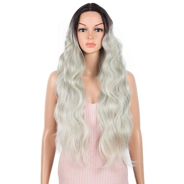 Style Icon 28&#39; Lace Front Wigs Body Wave Middle Part Wig Synthetic Wig (Simulated Lace Scalp, TAT 4/STREEL2/56E)