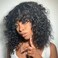 Jerry Curly Human Hair Wigs With Bangs 200% Density Virgin Human Hair Glueless Scalp Base Top Full Machine Made Wig For Black Women Brazilian Curly Wigs Natural Color 24 Inch
