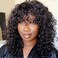 Jerry Curly Human Hair Wigs With Bangs 200% Density Virgin Human Hair Glueless Scalp Base Top Full Machine Made Wig For Black Women Brazilian Curly Wigs Natural Color 24 Inch