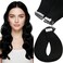 Sunny Hair Tape in Hair Extensions Black 50g Tape in Hair Extensions Real Human Hair Black Remy Hair Extensions Tape in Human Hair Tape in Extensions Black Hair Extensions for Women 20pcs 16inch