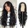 NAYOO Long Black Wig for Women - 26 Inch Long Black Hair Wig, Natural Looking Black Long Wig, Heat Resistant Synthetic Wig, Easy to Put Black Wavy Wig, Long Black Curly Hair Wig for Daily Party Use