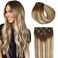 SURNEL Clip in Extensions Real Human Hair Balayage Clip in Hair Extensions 16 Inch 6pcs 100g Walnut Brown to Ash Brown and Golden Blonde Human Hair Clip Extensions (#3/8/22,16'')