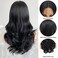 Long Wavy Black Synthetic Lace Front Wig 13x4x1 Hd Transparent Lace Front Wigs 22 Inch Middle Part Synthetic Heat Resistant Fiber Wig Pre-Plucked Hairline with Baby Hair for Daily Party Use（1B）
