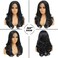 Long Wavy Black Synthetic Lace Front Wig 13x4x1 Hd Transparent Lace Front Wigs 22 Inch Middle Part Synthetic Heat Resistant Fiber Wig Pre-Plucked Hairline with Baby Hair for Daily Party Use（1B）