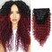 Synthetic Curly Clip in Hair Extensions Double Weft Full Head Deep Wave Hair Pieces Heat Resistance Thick Ombre Two Tone Clip In 7 Pieces(24" Deep Wave, T1B-Burg)