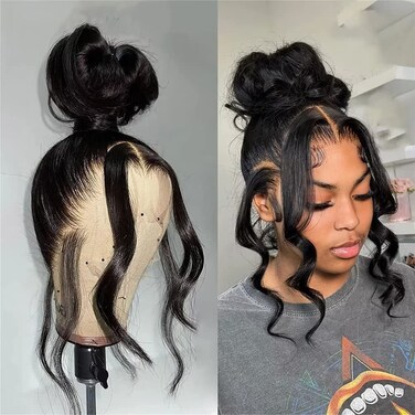 ten chopsticks 360 Body Wave Lace Front Wigs Human Hair Wigs for Women 150% Density Brazilian Remy Body HD Lace Front Wigs 360 Lace Wigs Human Hair Pre Plucked with Baby Hair Natural Color 16inch