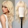 testar Blonde Wigs for White Women 22 Inch Platinum Blonde Wig With Bangs Hair Replacement Wigs Realistic Looking Synthetic Curly Wigs For Daily Party Use