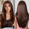 testar 13&times;6 HD Lace Chocolate Brown Lace Front Wig for Women 22 Inch Long Brown Straight Wig Natural Layered Hair Glueless Synthetic Lace Front Wigs Middle Part Halloween/Party/Daily Use(Hand Tied)