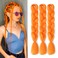 Orange Braiding Hair Extensions Premium Synthetic Hair Braids Crochet Hair for Women 24 Inches 100g/bundle (3 Bundles/Pack,Color:Orange)