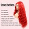 Hot Red Lace Wig Pastel Red Lace Front Wigs for Women Pre Plucked Hairline Long Loose Wavy Curly Synthetic Lace Front Wig Glueless Heat Resistant 26 Inch Daily Cosplay
