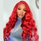Hot Red Lace Wig Pastel Red Lace Front Wigs for Women Pre Plucked Hairline Long Loose Wavy Curly Synthetic Lace Front Wig Glueless Heat Resistant 26 Inch Daily Cosplay