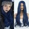 RDY Blue Wigs Natural Wave Synthetic Wig for Women Machine Made Hair Replacement Wig with Heat Friendly Fiber Cosplay Wig Middle Part 150% Density Long Body Wavy Wig for Daily Makeup Party Wear 24