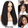 V Part Wig Human Hair Wigs for Black Women Kinky Straight V Part Wig 12A Virgin Hair Half Wigs for Women No Lace Upgrade U Part Human Hair Wigs Full Head Clip in Half Wig V Shape Wigs (14inch)