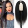 V Part Wig Human Hair Wigs for Black Women Kinky Straight V Part Wig 12A Virgin Hair Half Wigs for Women No Lace Upgrade U Part Human Hair Wigs Full Head Clip in Half Wig V Shape Wigs (14inch)