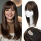 Hair Toppers for Women Real Human Hair Topper with Bangs Human Hair Toppers for Women Skin Scalp Human Hair Toppers Hair Toppers for Women with Thinning Hair Cover Hair Loss (Medium Brown,15inch)