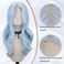 FREE BEAUTY Glow in the Dark Wig Long Blue Wavy Wig for Women 26 Inch Middle Part Wig with Small Piece Lace Curly Wavy Wig Natural Looking Synthetic Heat Resistant Fiber Wig for Party Cosplay Use