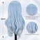FREE BEAUTY Glow in the Dark Wig Long Blue Wavy Wig for Women 26 Inch Middle Part Wig with Small Piece Lace Curly Wavy Wig Natural Looking Synthetic Heat Resistant Fiber Wig for Party Cosplay Use