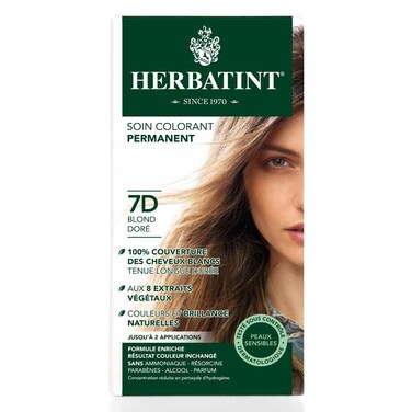 Herbatint Rubio Dorado 7D, 135ml - Permanent Herbal Hair Colour Gel - Alcohol, Ammonia, Resorcinol, Paraben Free - Suitable for Vegans - Golden Blonde