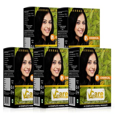 Natural Herbal Hair Dye Powder   Apply for Dry Hair  100% Organic Henna Black Dye Hair Color Boost Shine and Hair Growth - 60 gm (Pack of 5) - Black