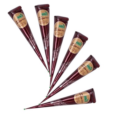 100% Natural Ready to Use Henna Paste Hair Color Hair Dye Cones Reddish Brown Color (Dark Brown, 6 Pack)