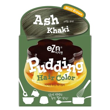 eZn Pudding Hair Dye Ammonia Free Semi-Permanent Self Hair Dye DIY Kit included contain Keratin Made in Korea Beauty (Ash Khaki)