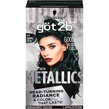 Schwarzkopf Got2b Metallics Permanent Hair Color, M75 Cosmic Teal