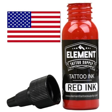 Red Tattoo Ink 1 oz Bottle for Color Tattooing and Shading Permanent Bright Bold Solid Easy to use Pigment Pre-Disperse Professional Artist