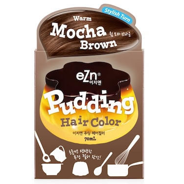 eZn Pudding Hair Dye Ammonia Free Semi-Permanent Self Hair Dye DIY Kit included contain Keratin Made in Korea Beauty (Warm Mocha Brown)