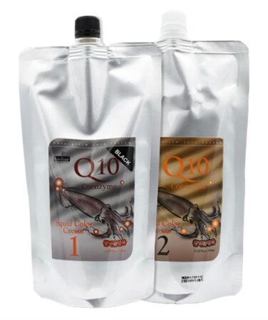 Q10 Coenzyme Squid Ink Hair Dye, Black, Long-Lasting Hair Coloring Cream, 17.6 fl.oz, Made in Korea