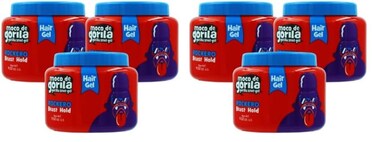 Moco de Gorila Rockero Hair Gel Jar, Long Lasting, Strong Hold Hair Styling Gel, Yellow, Lavender, 6-Pack of 9.52 Oz Each, 3 Jars