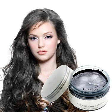 Jakuva Hair Coloring Dye Wax Styling Cream Mud, Natural Hairstyle Cream Wash out easily, Temporary Hair Dye Wax for Party, Cosplay &amp; Halloween, Nightclub, 4.23 oz (Black)